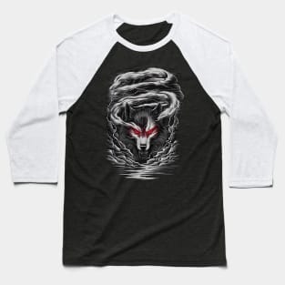 Wolf In Dark Clouds Baseball T-Shirt